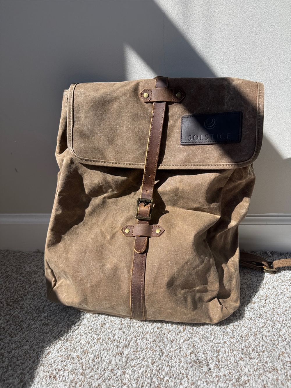 Solstice Waxed Canvas & Leather Laptop Backpack NWOT